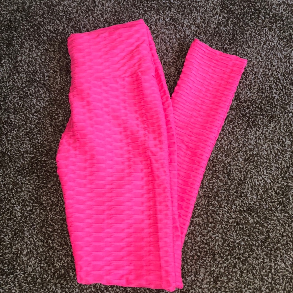 Ruched hot pink athletic pants NEW WITHOUT TAGS